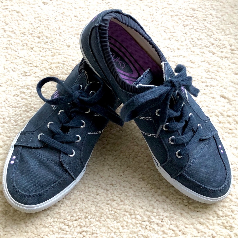 RYKA-Navy and White Sneakers with Lavender accents